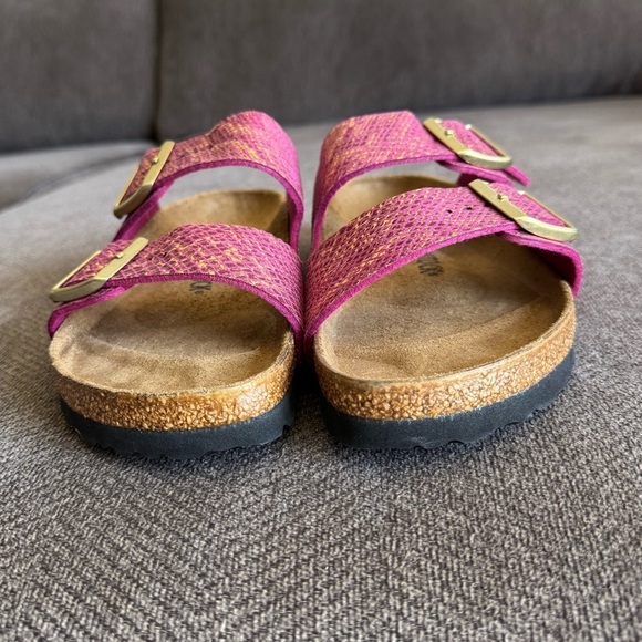 BIRKENSTOCK Arizona Shiny Python Sandals in Dark Fuchsia - Picture 7 of 12
